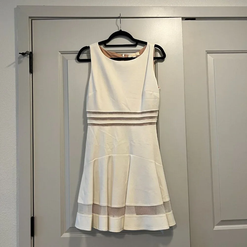 Erin Fetherston Tessa Sleeveless Mesh-Striped‎ Flounce Dress